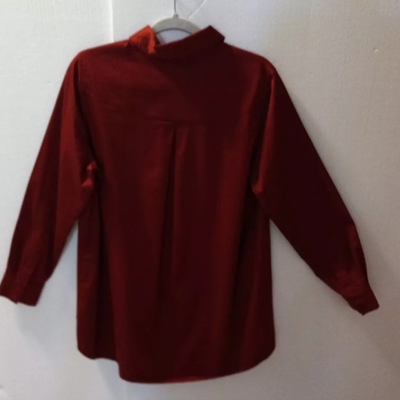 Susan Graver  Button Up Blouse, Animal Print Accents A269218 Size 10 Burgundy - Picture 2 of 7